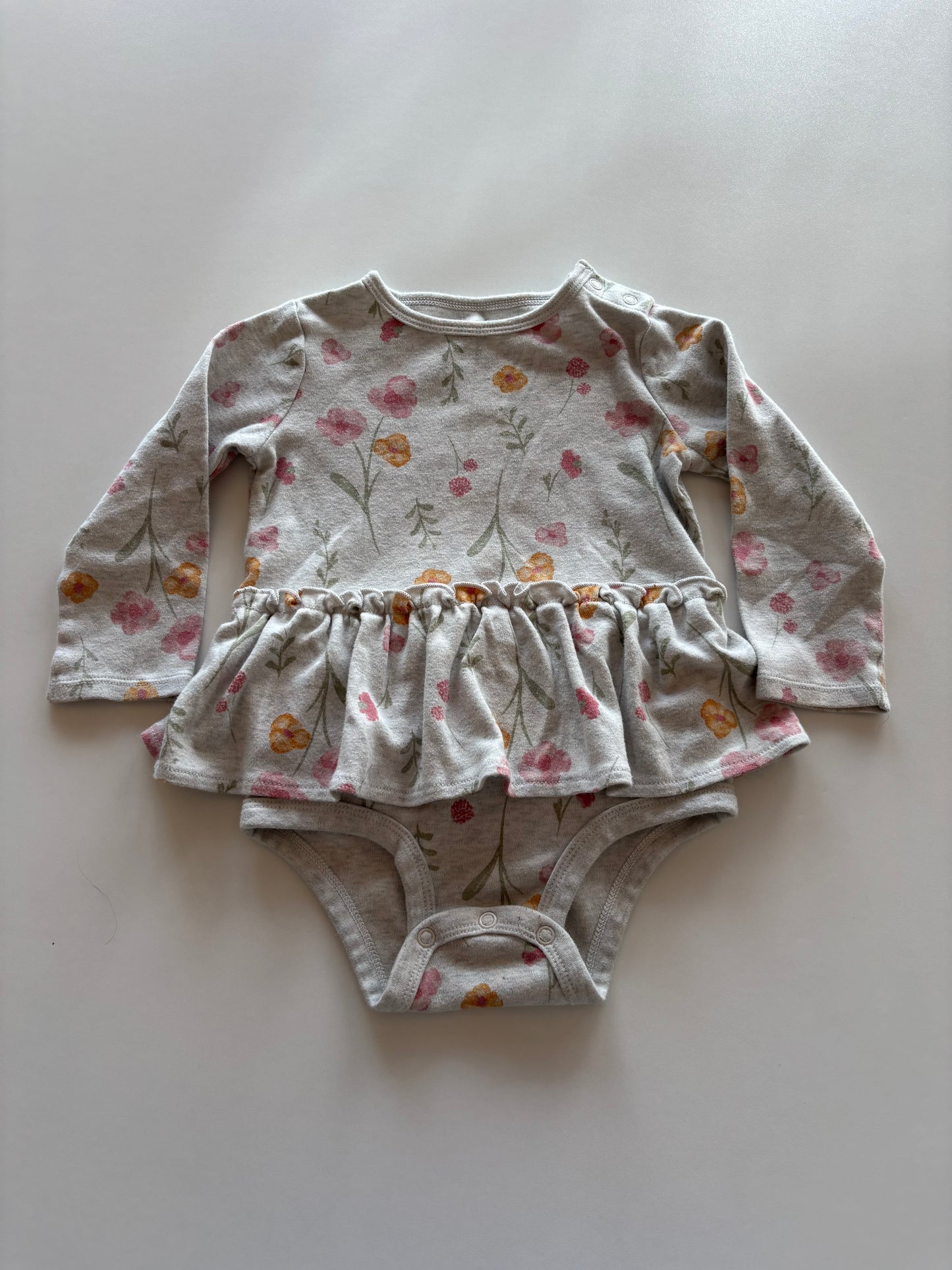 Grey Floral Skirted Onesie
