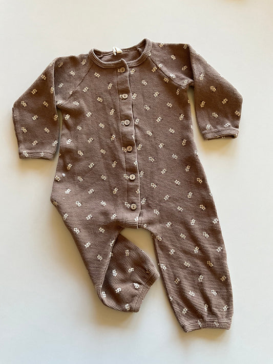 Brown Floral Waffle Romper
