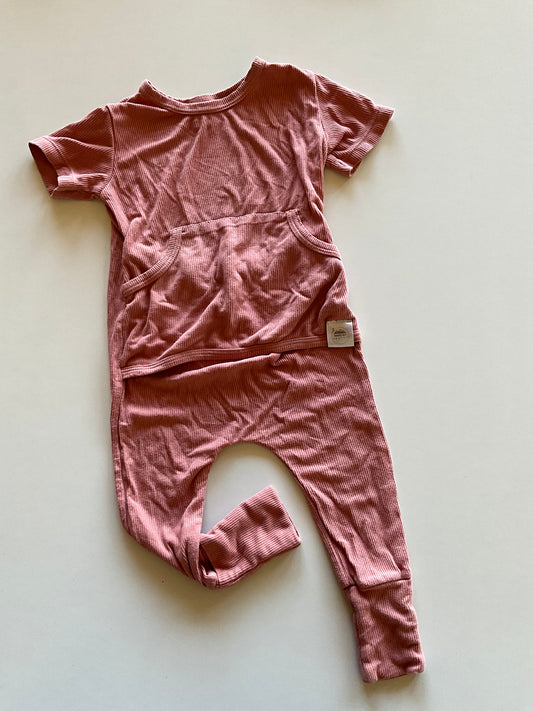 Grow With Me Dusty Pink Ribbed Romper