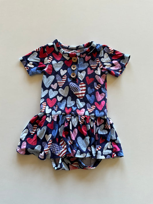 USA Hearts Skirted Onesie