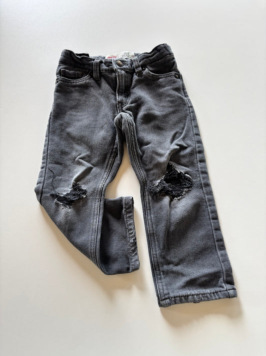 Black Distressed Stretchy Denim