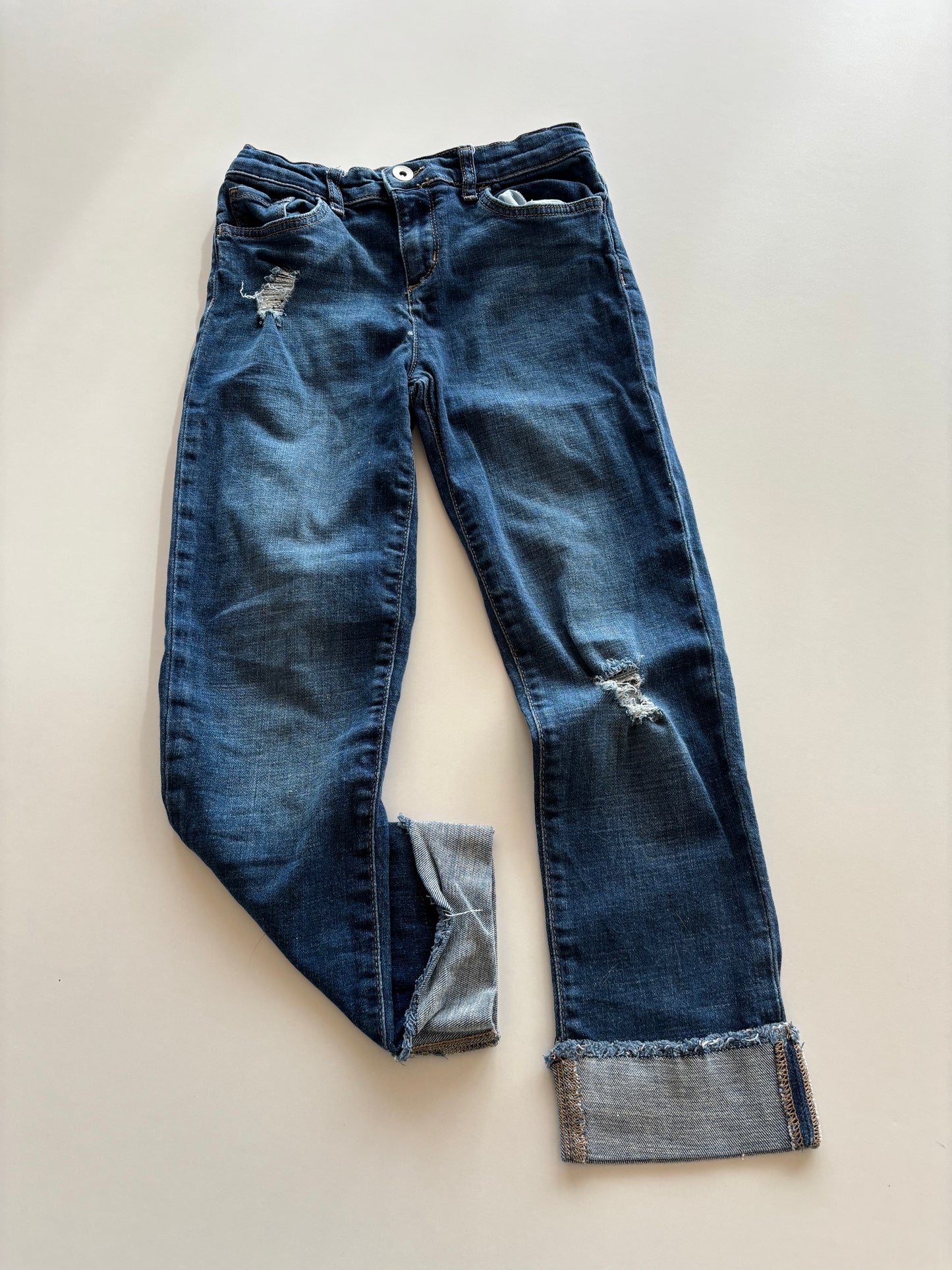 Cuffed Distressed Denim