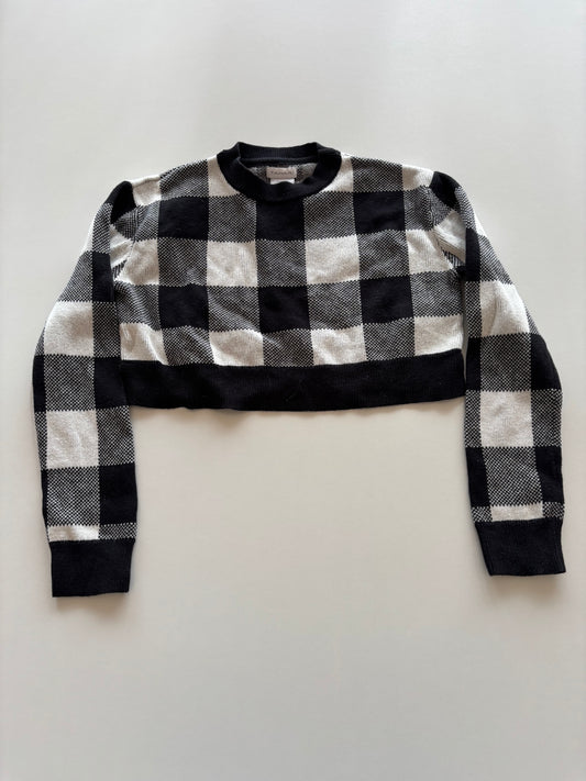 Black & White Plaid Cropped Sweater
