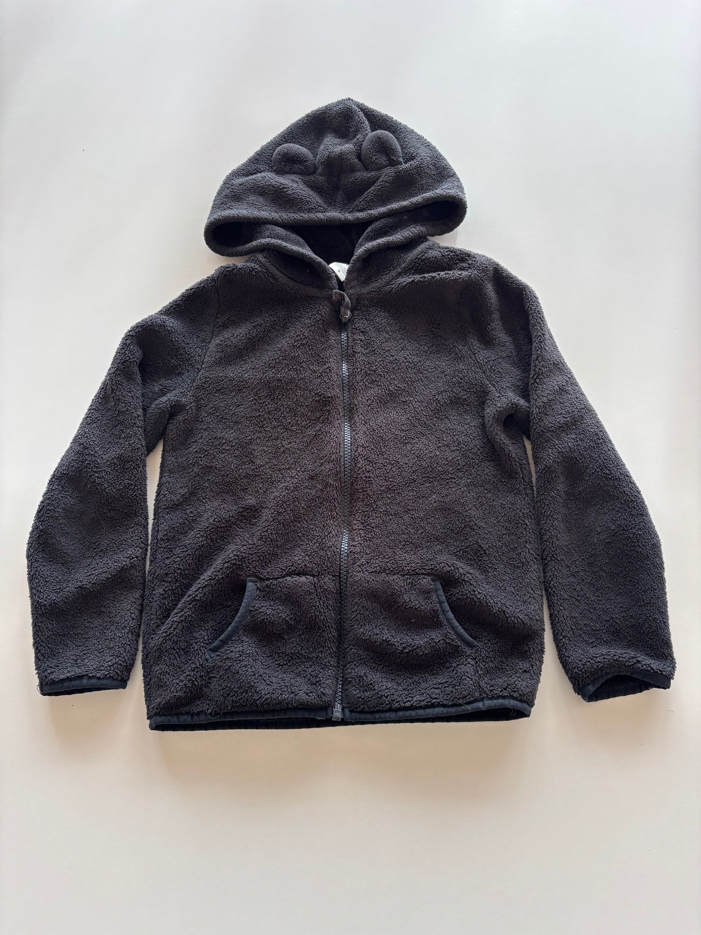 Black Fleece Zip Up Hoodie with Ears