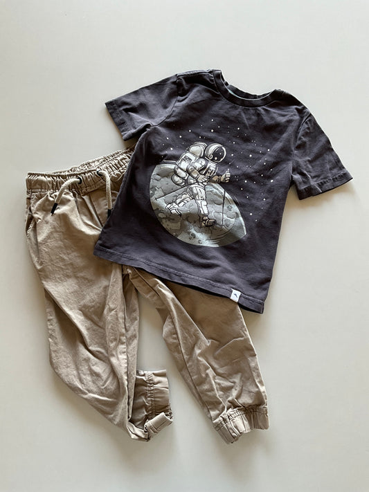 2pc Space & Khaki Joggers Set