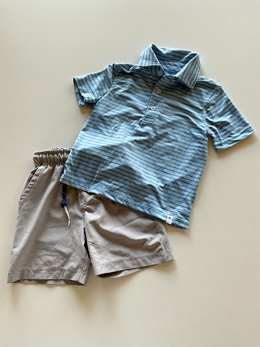 2pc Athletic Polo & Shorts Set