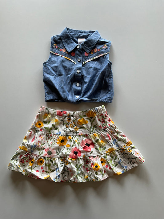 2pc Denim & Floral Set