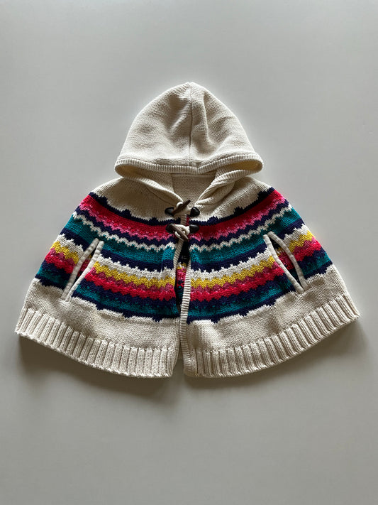 Rainbow Knit Hooded Poncho
