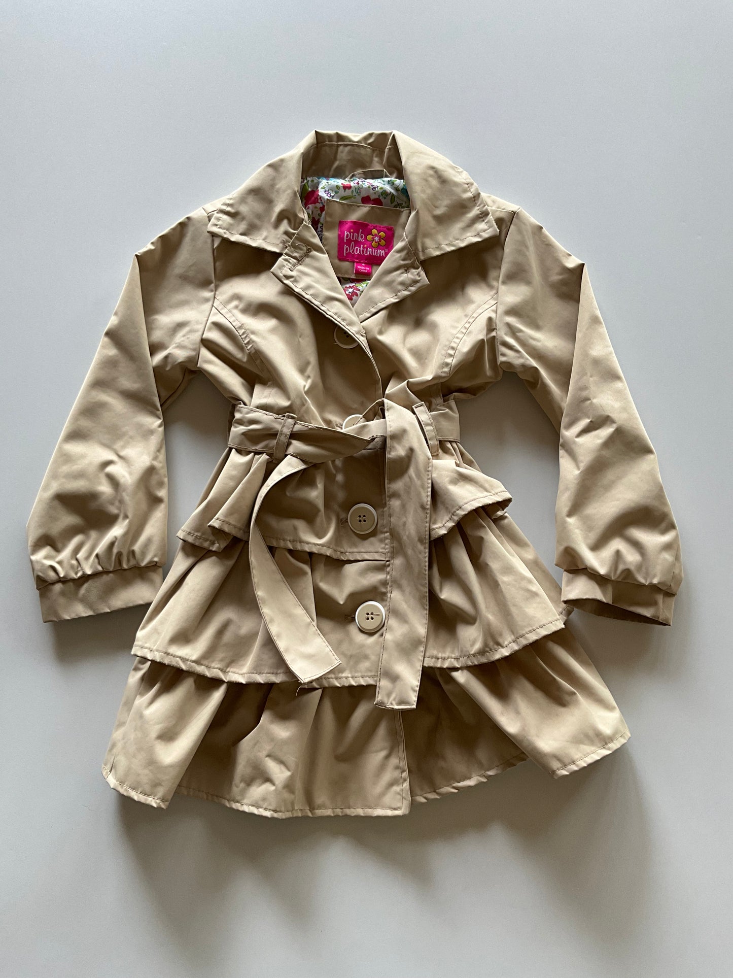 Tan Ruffled Trench Coat