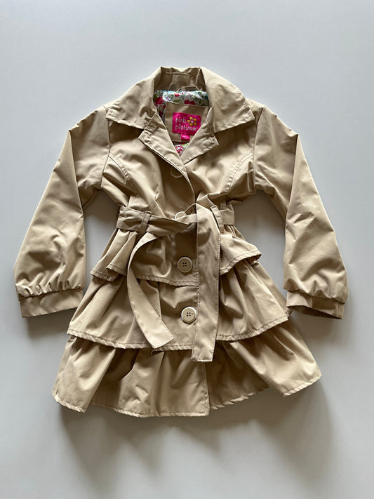 Tan Ruffled Trench Coat