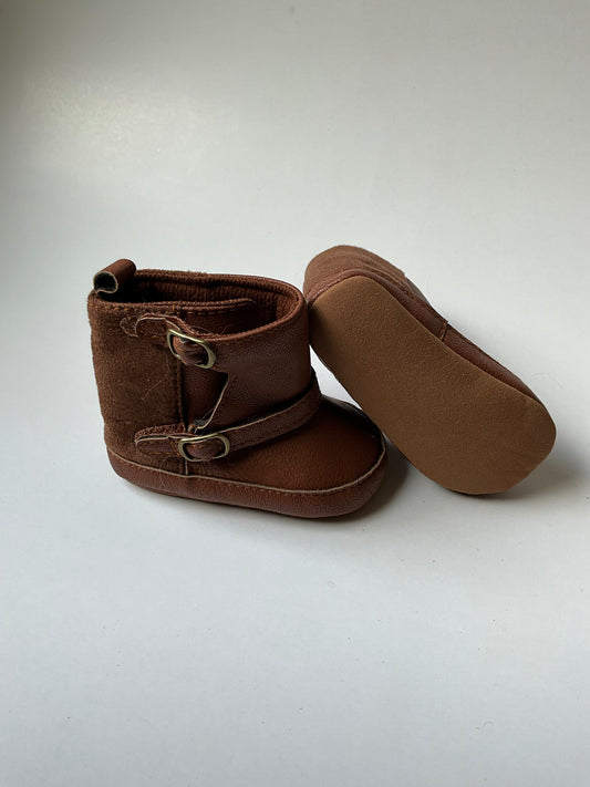 Brown Buckle Crib Booties