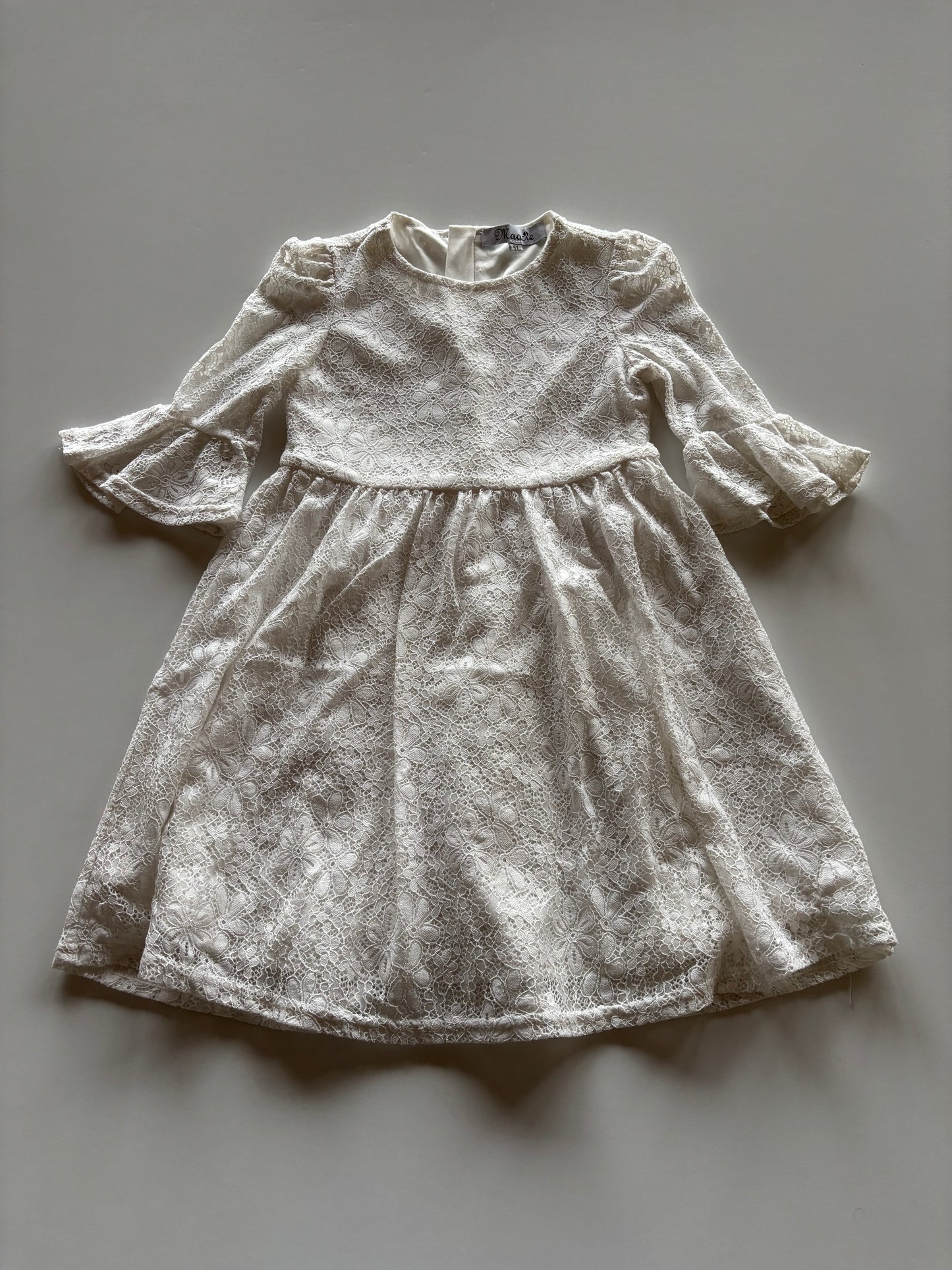 White Lace Bell Sleeve Dress