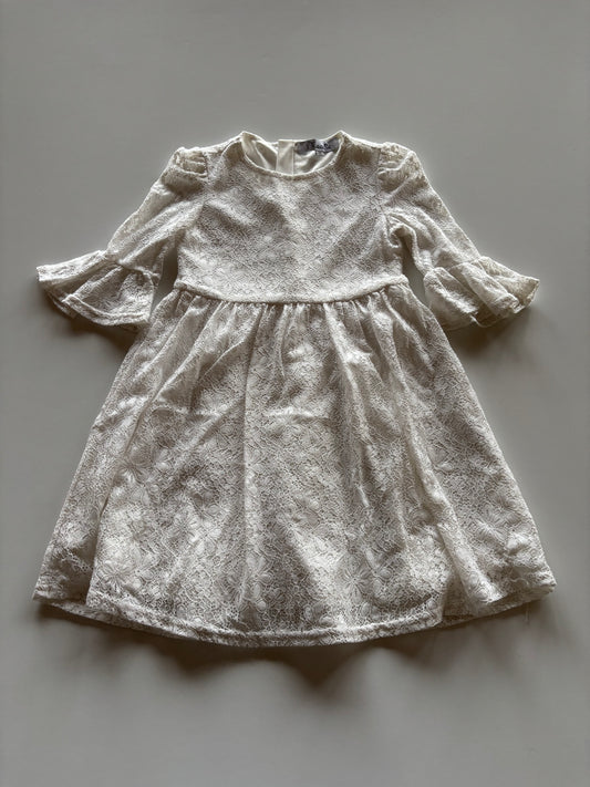 White Lace Bell Sleeve Dress