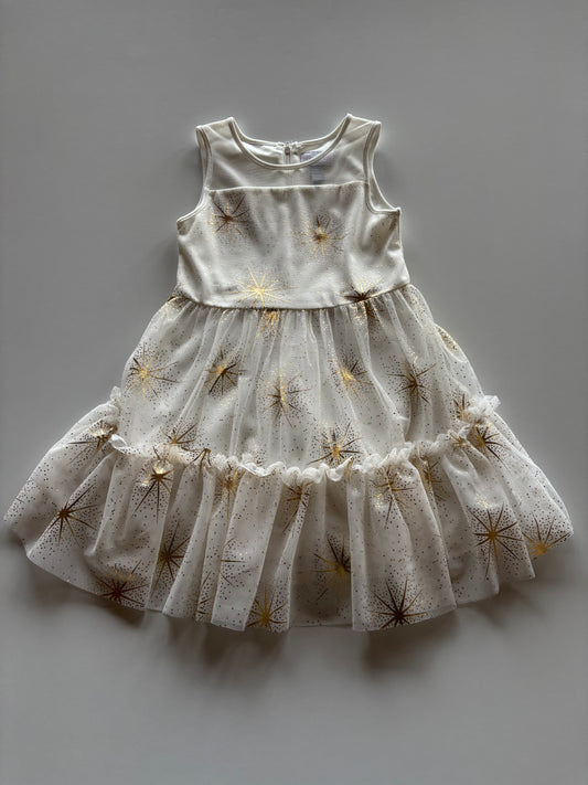 White & Gold Starburst Dress