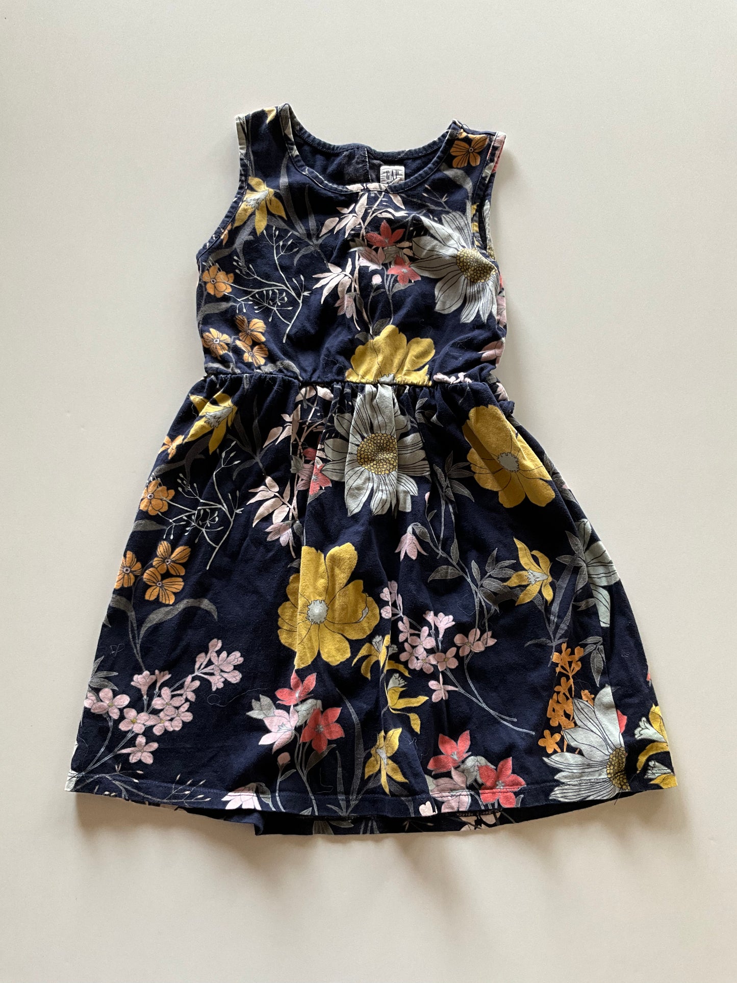 Navy & Yellow Floral Dress