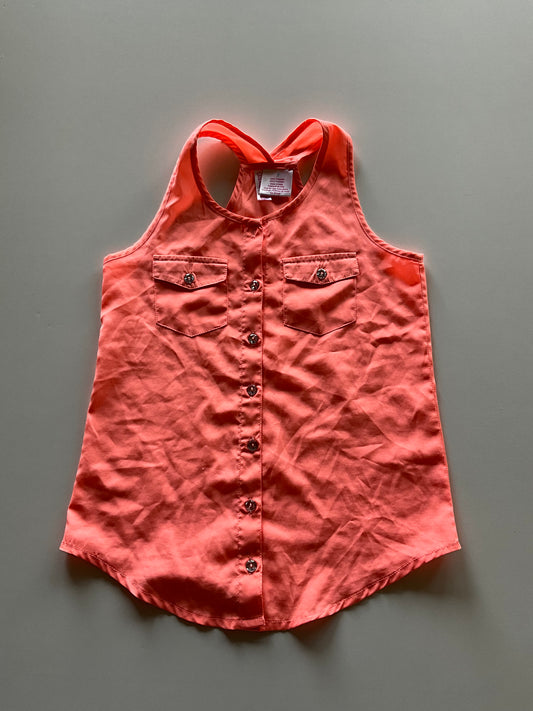 Neon Orange Button Up Tank