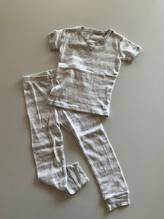 2pc White & Grey Striped Pajamas