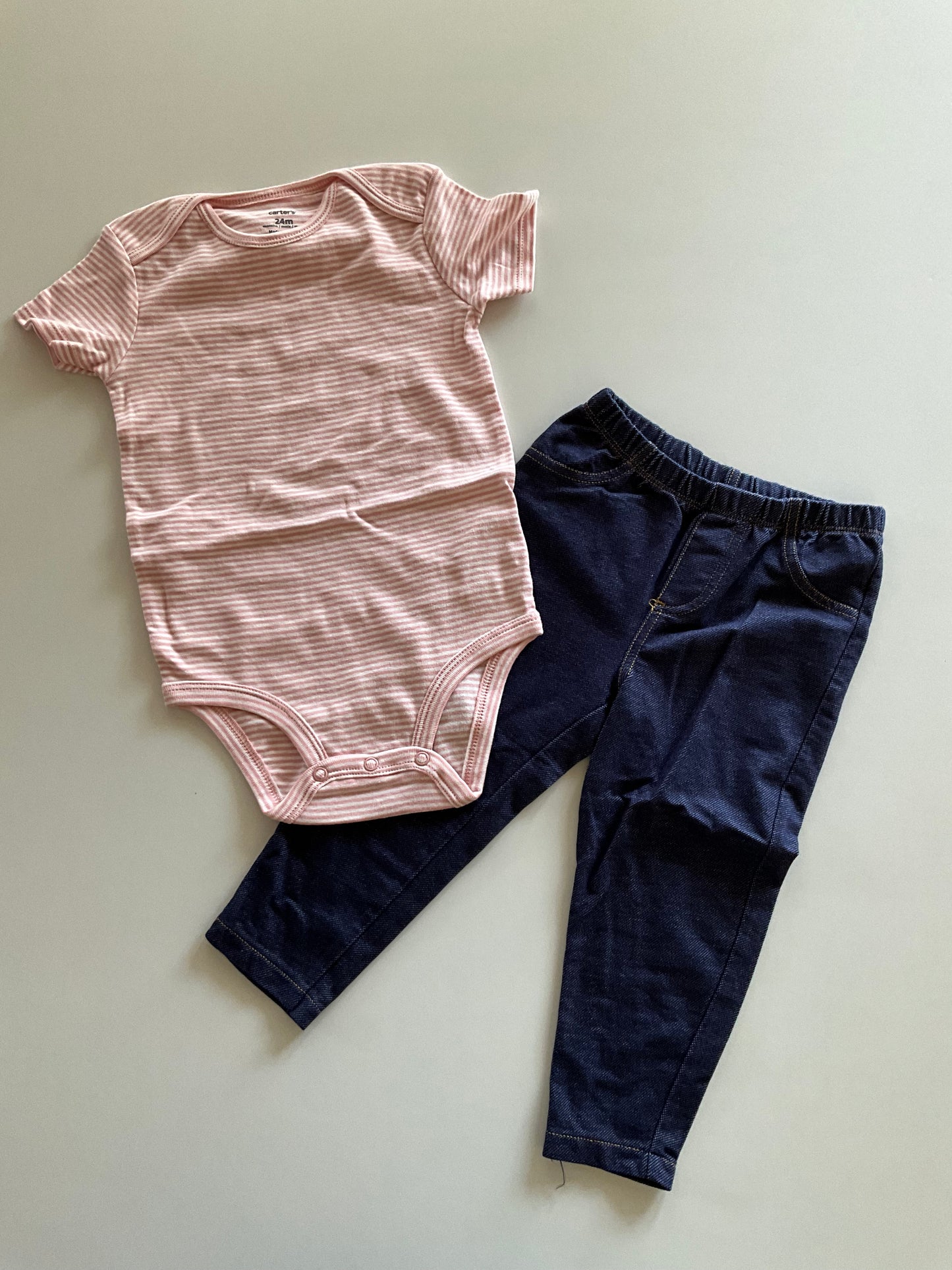 2pc Striped Onesie & Jeggings