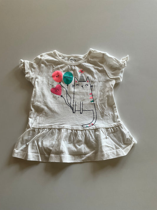 White Birthday Cat Tee