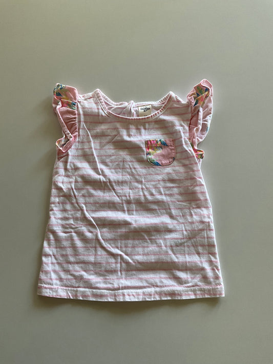 Pink Striped Floral Pocket Tee