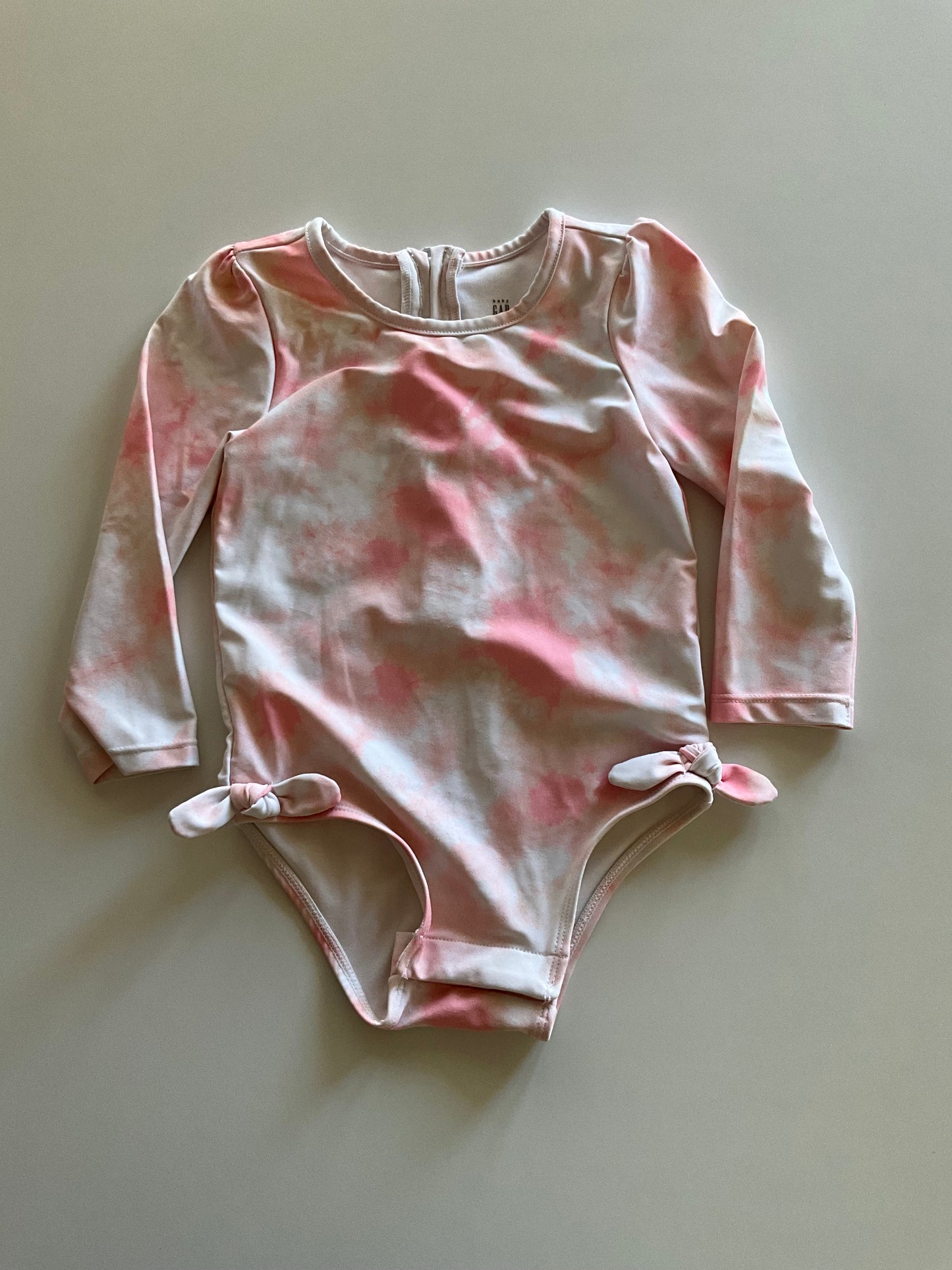 Pink Marbled Long Sleeve Swim Suit