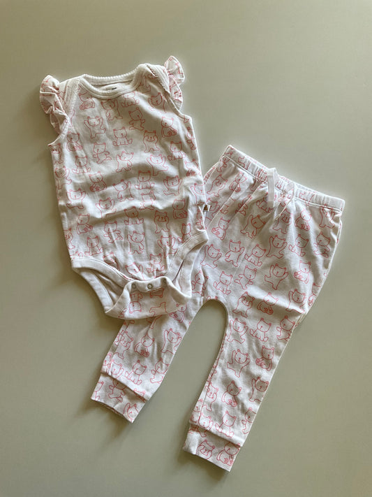 2pc Pink Teddies Set