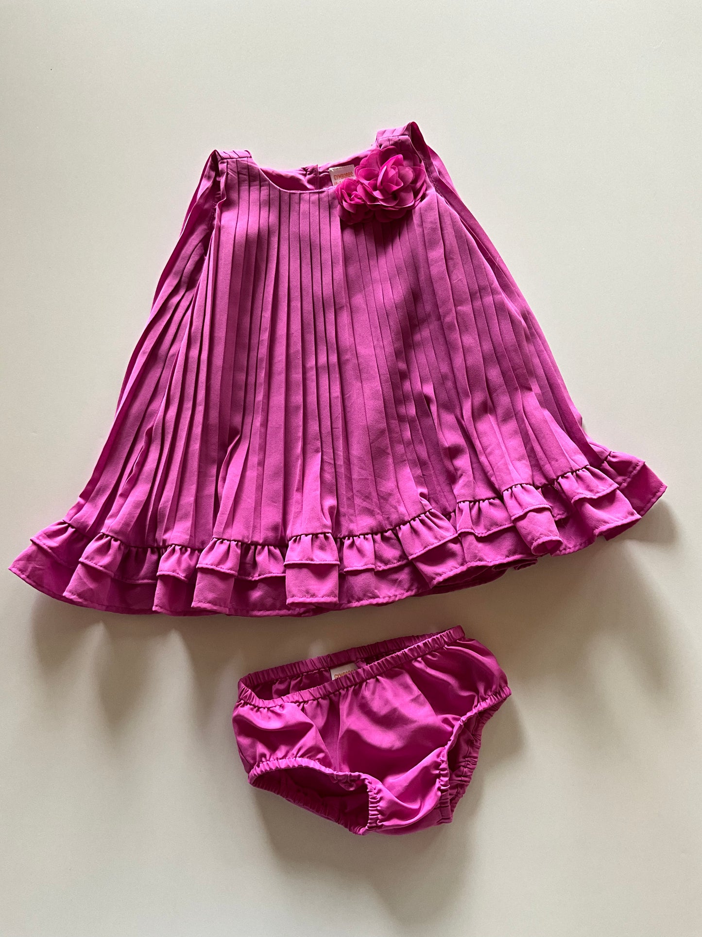2pc Pleated Purple Dress & Diaper Cover