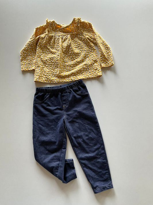 2pc Yellow Floral Set