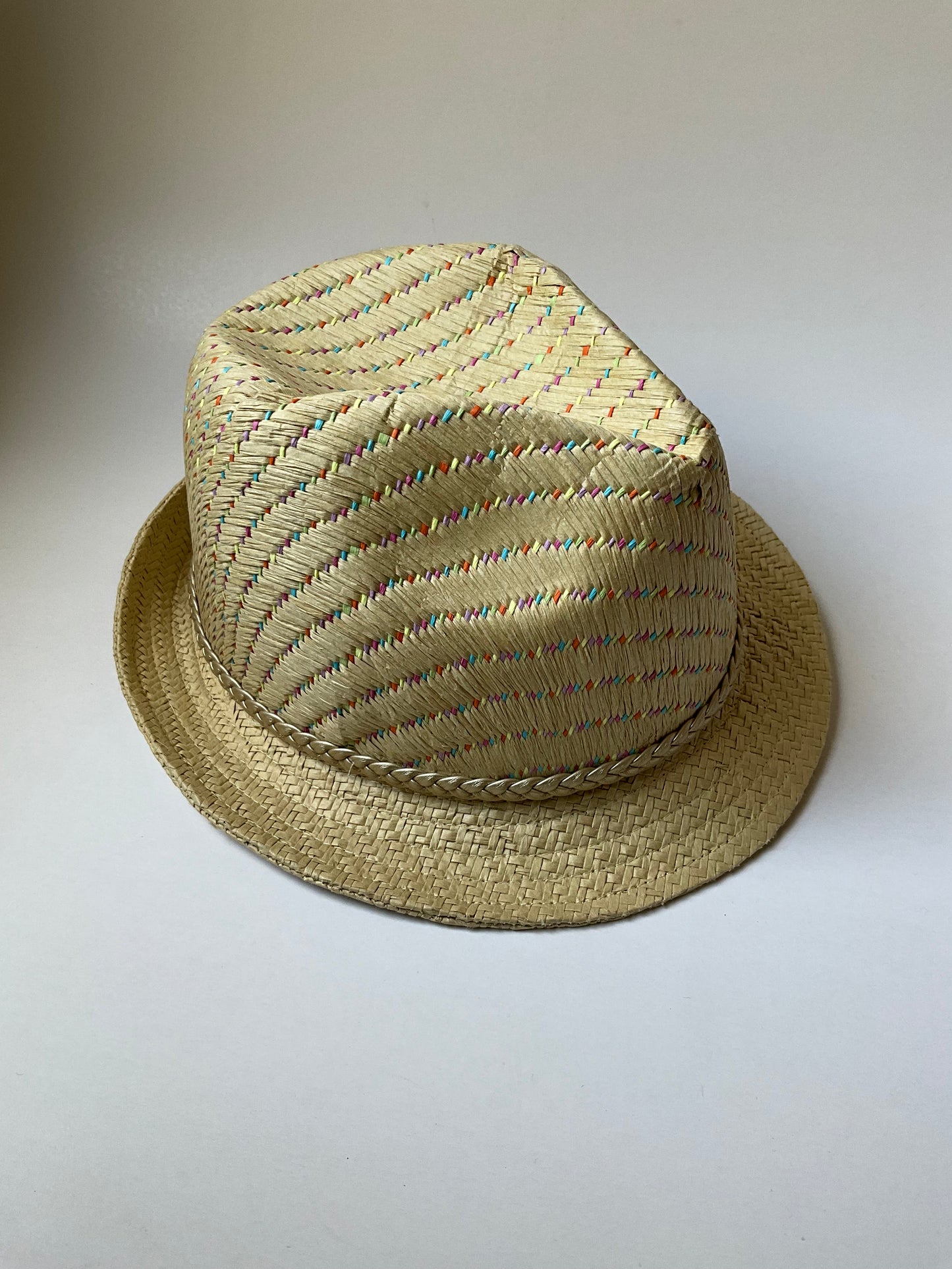 Straw Fedora with Pastel Rainbow Accents