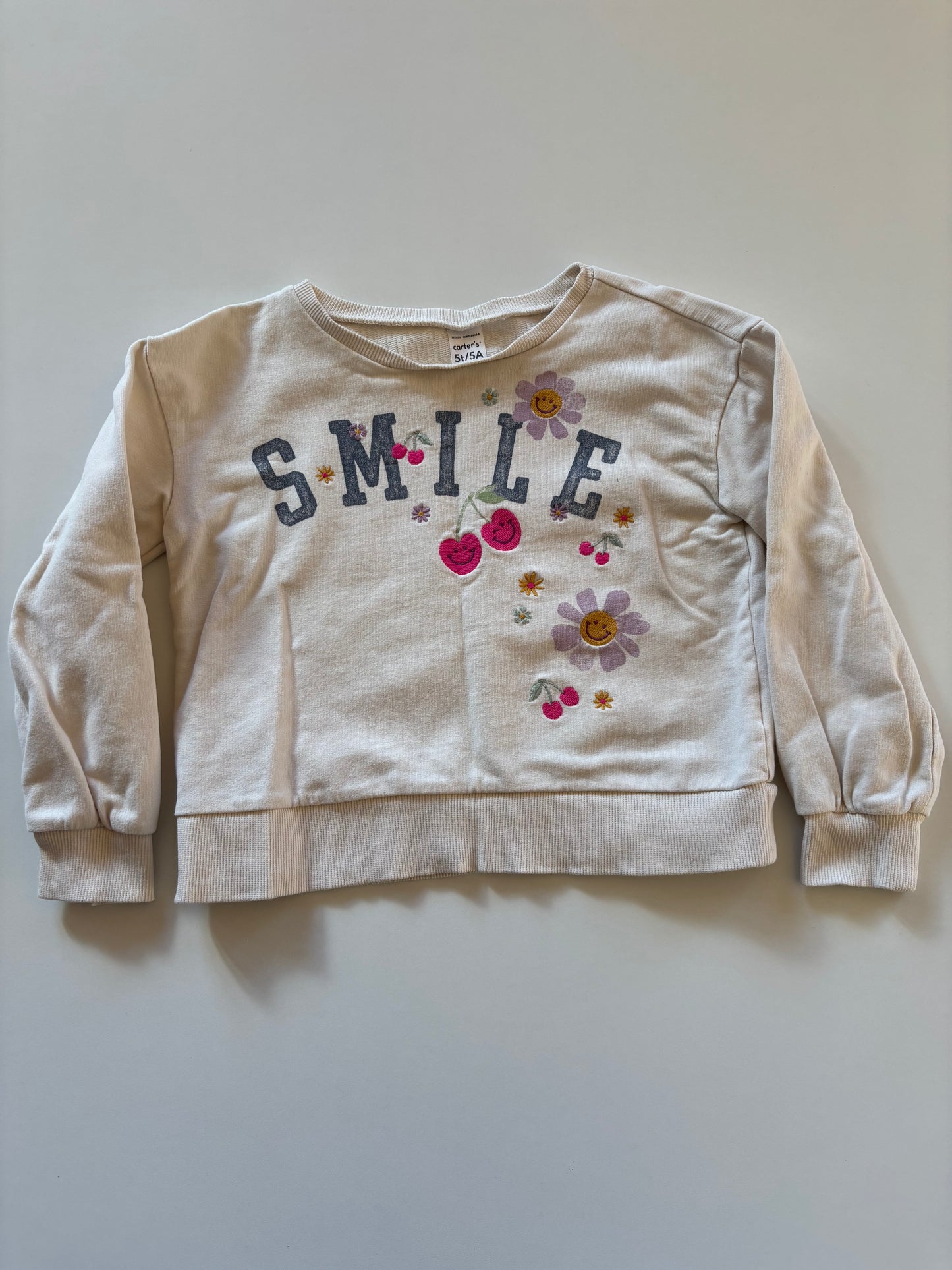 Cropped Ivory Smile Crewneck