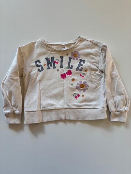 Cropped Ivory Smile Crewneck