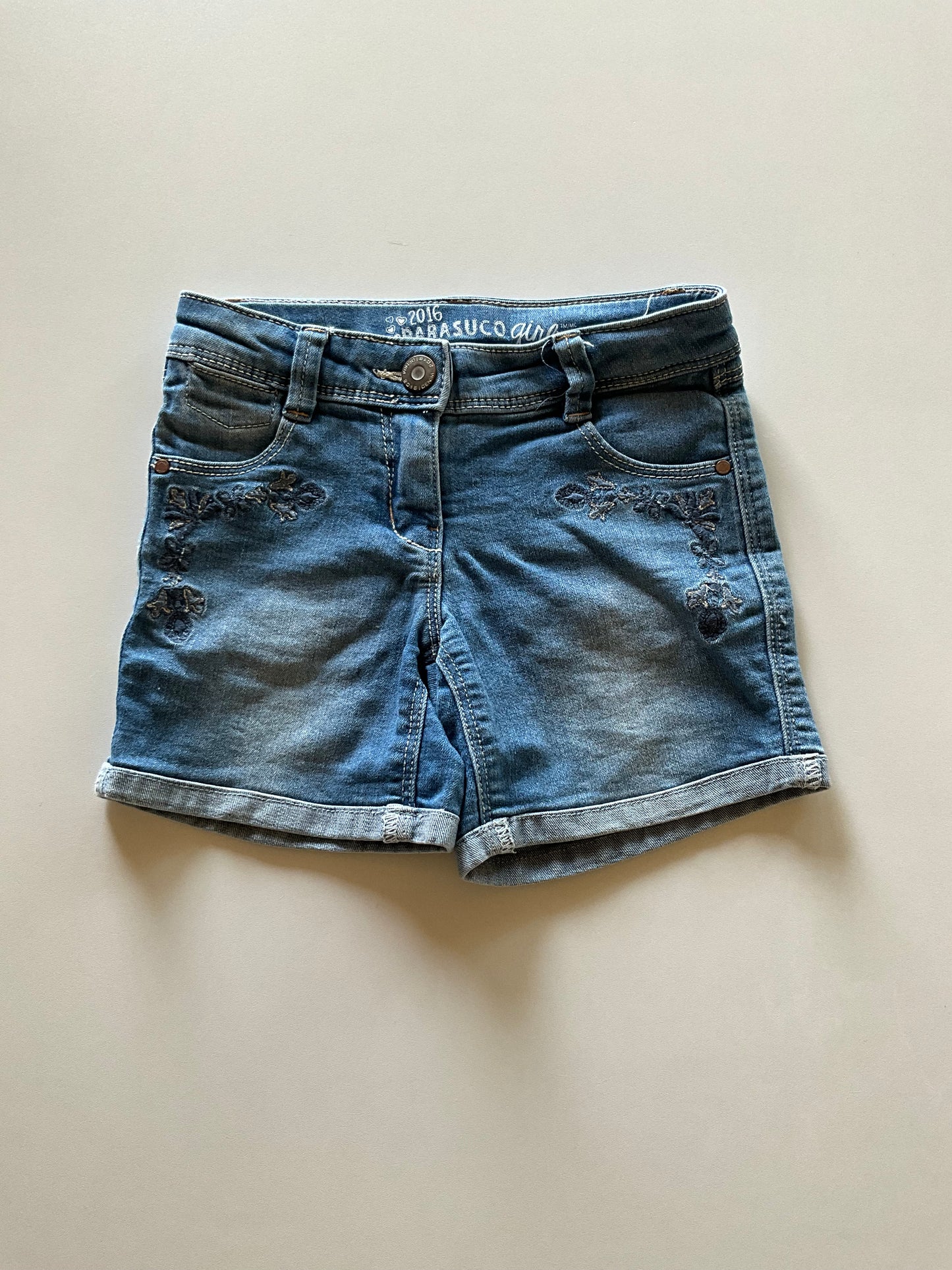 Embroidered Denim Shorts