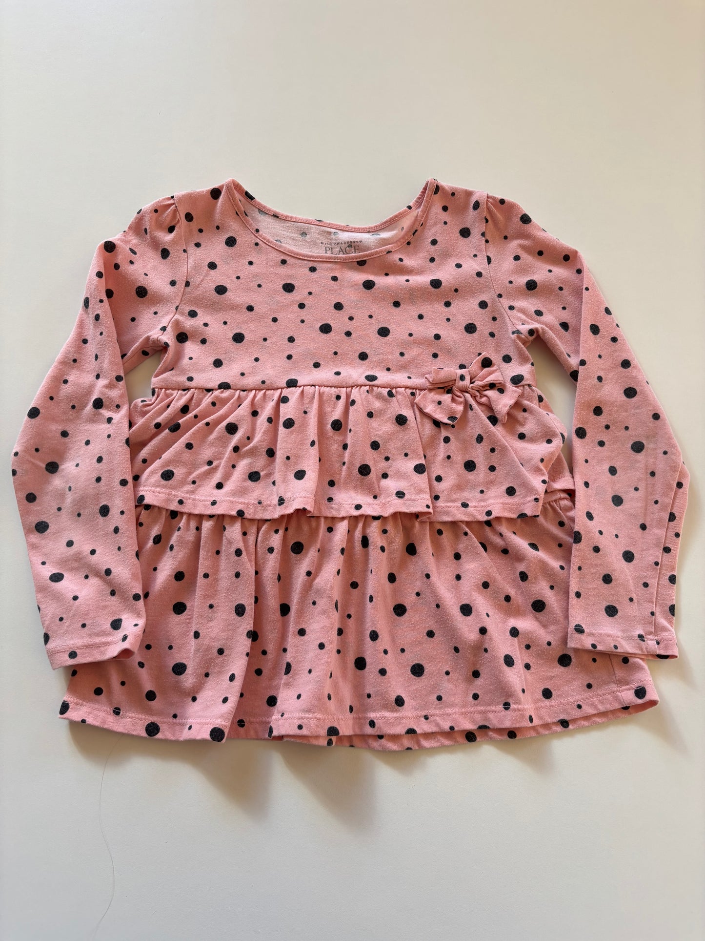 Pink Polka Dot Tiered Shirt