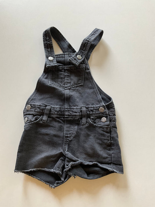 Black Denim Overall Shorts