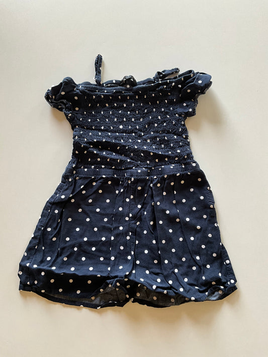 Navy & White Polka Dot Romper