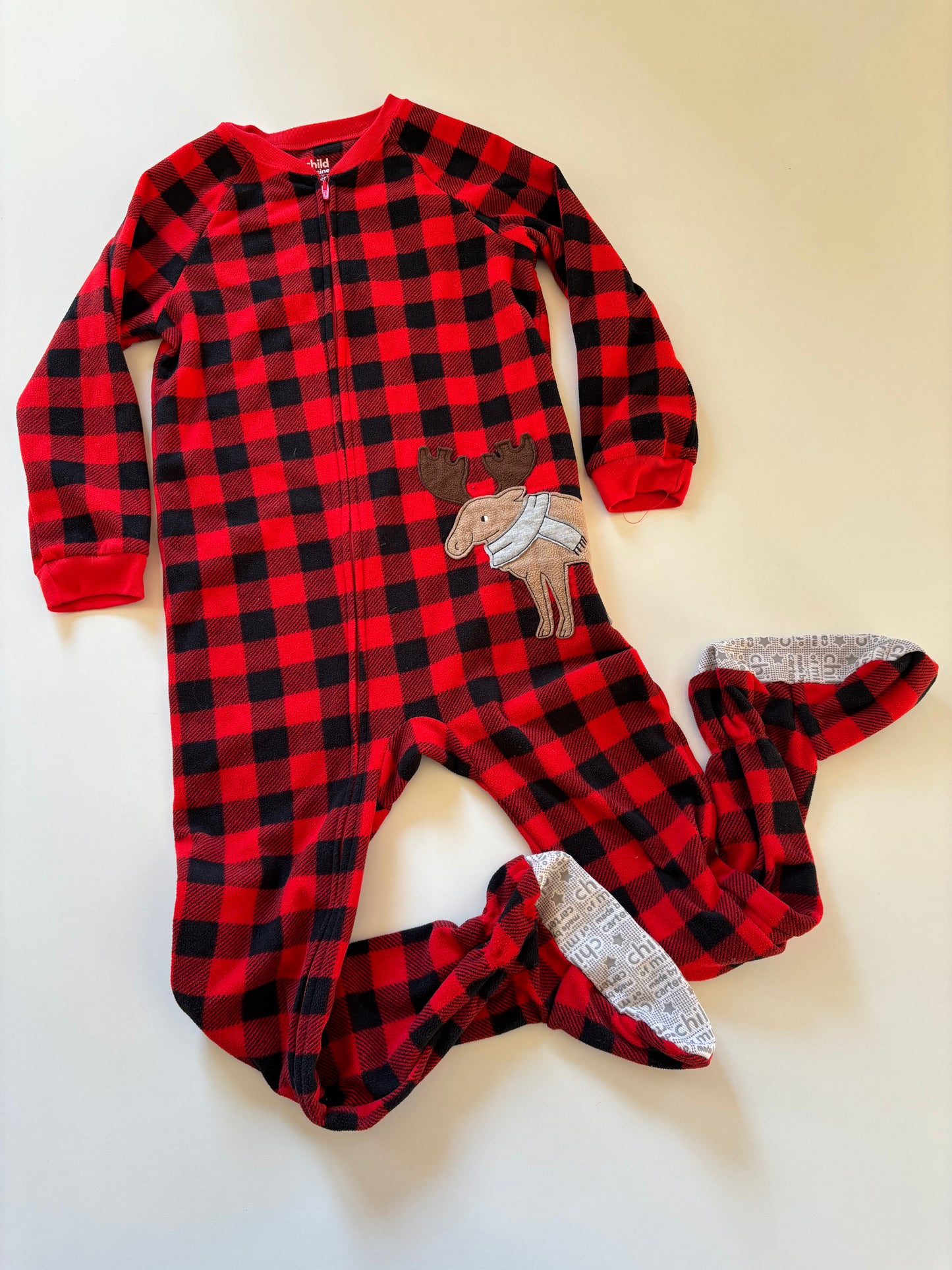 Black & Red Plaid Moose Fleece Sleeper