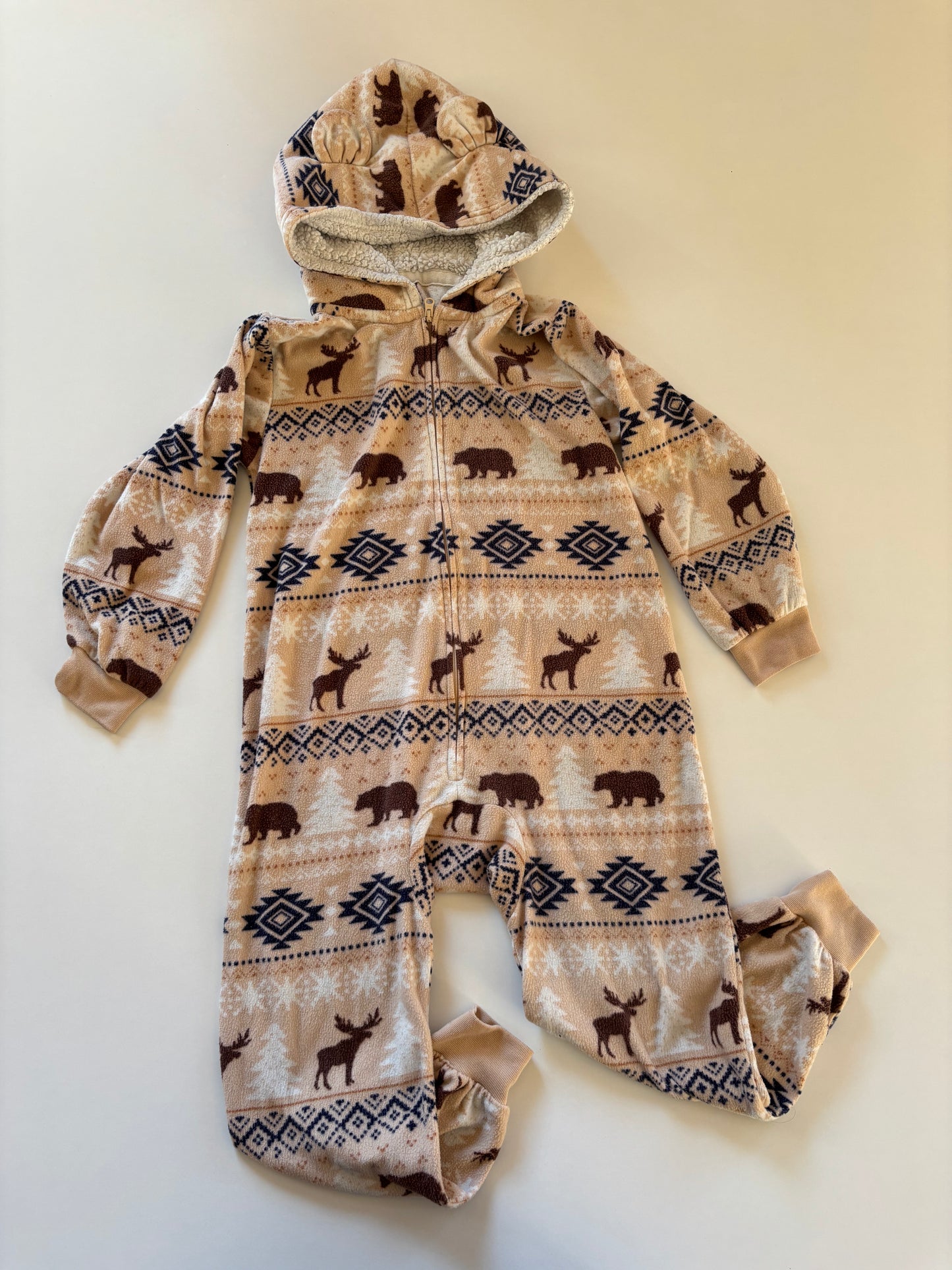 Tan Fairisle Fleece Romper