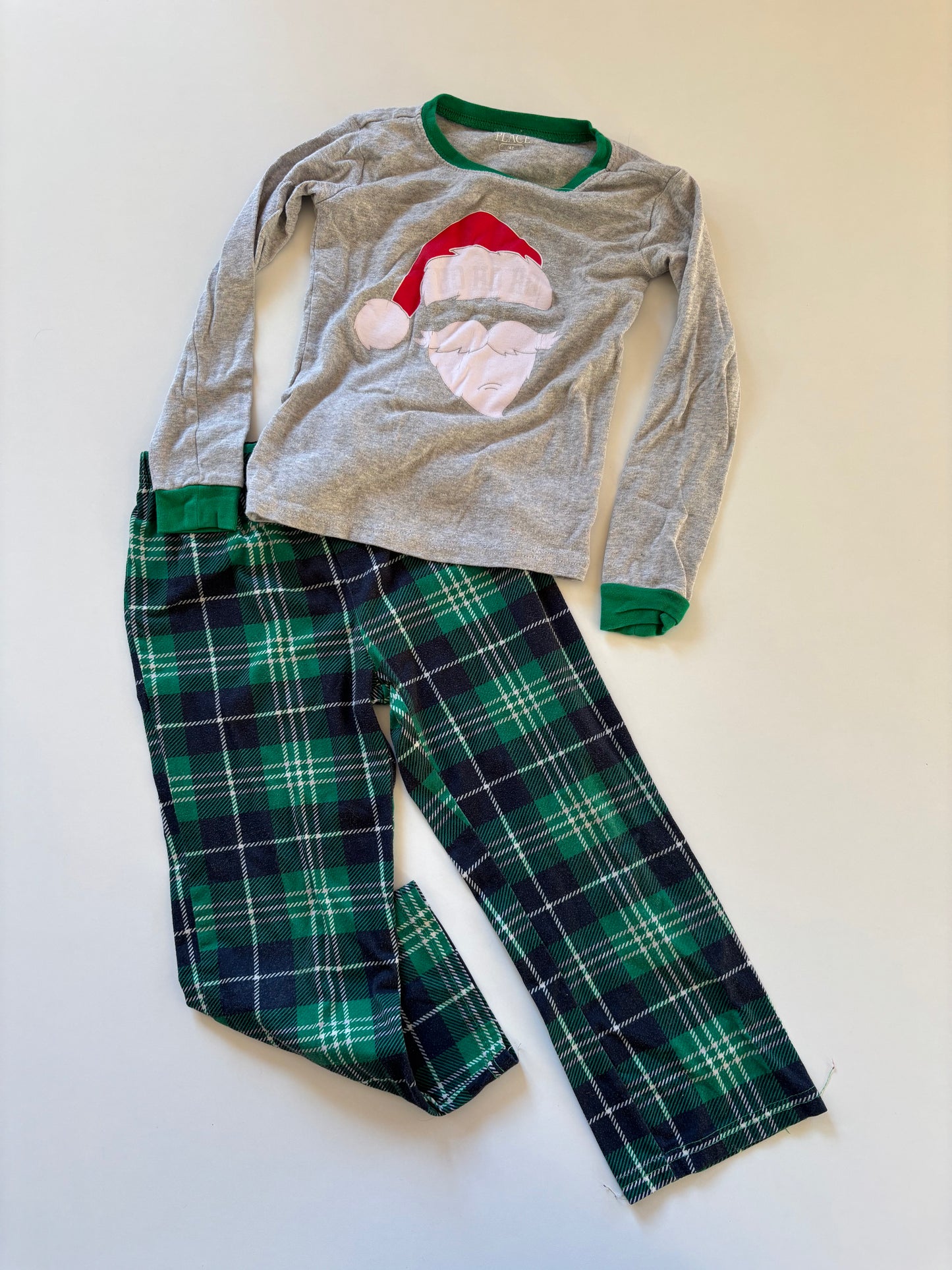 2pc Green Plaid Santa Pajamas