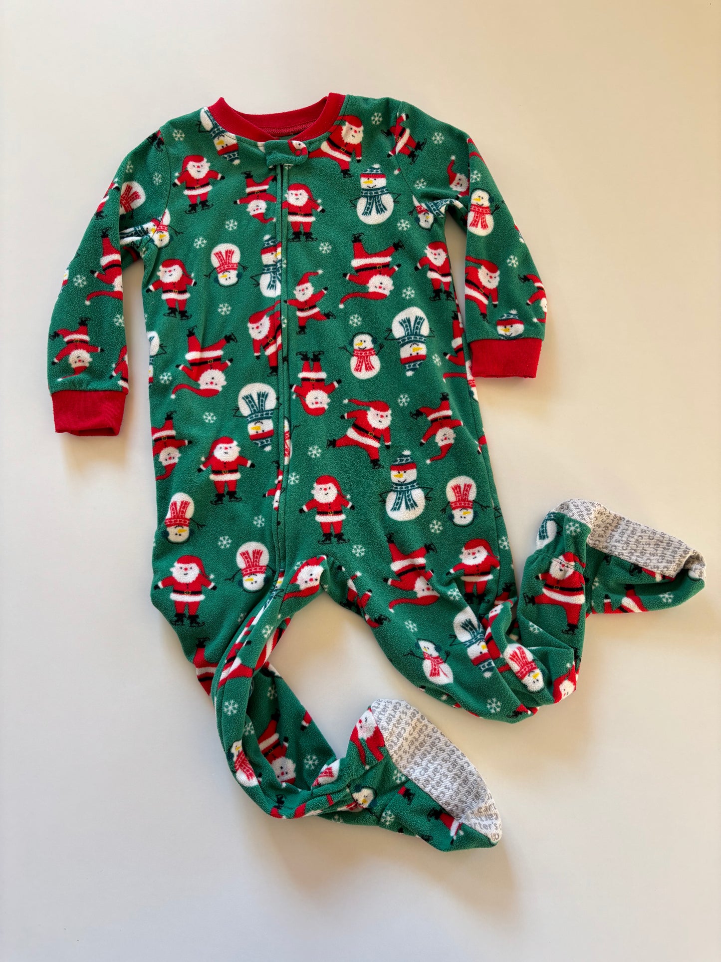 Green Santa & Snowman Fleece Sleeper