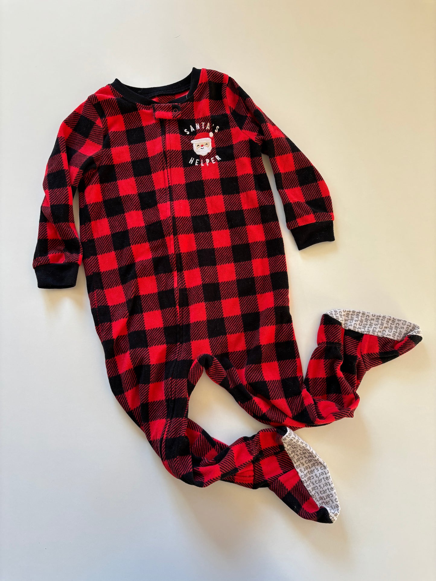 Buffalo Plaid Santa's Helper Fleece Sleeper