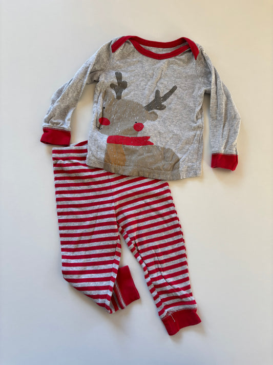 2pc Grey Reindeer Pajamas