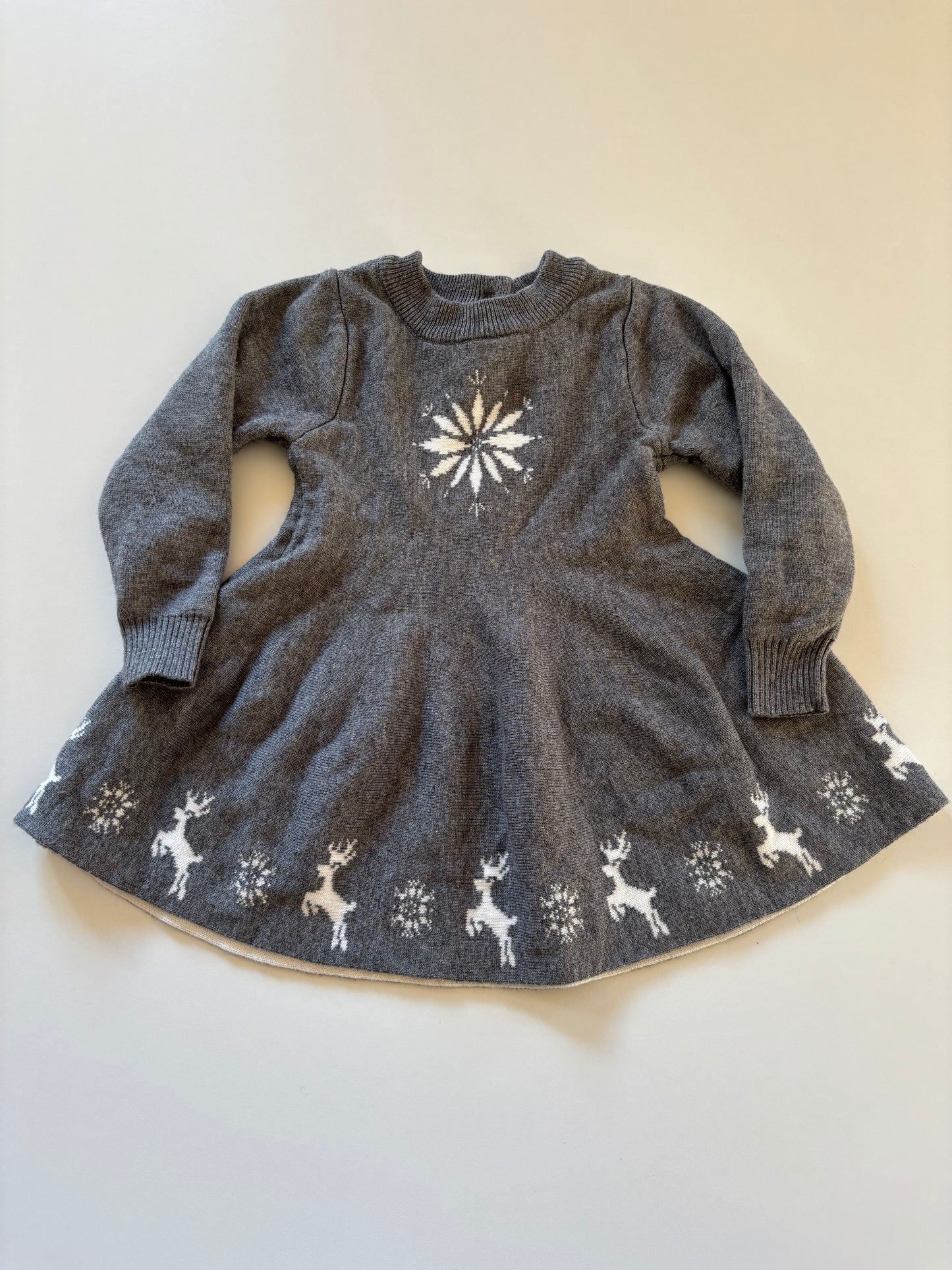Grey Knit Snowflake Dress