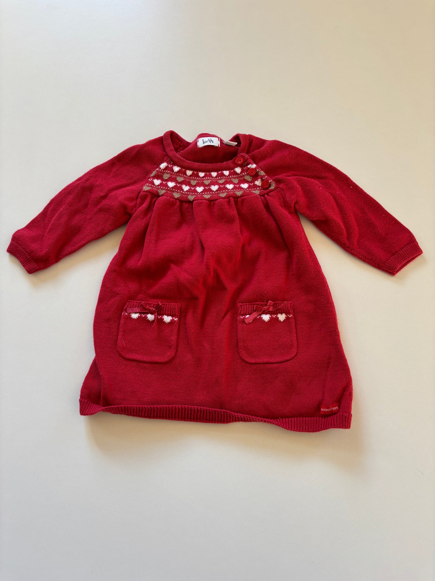 Red Knit Dress With Hearts