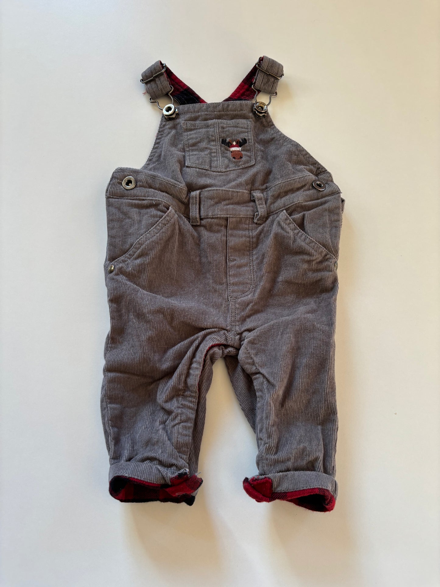 Grey Corduroy Moose Overalls
