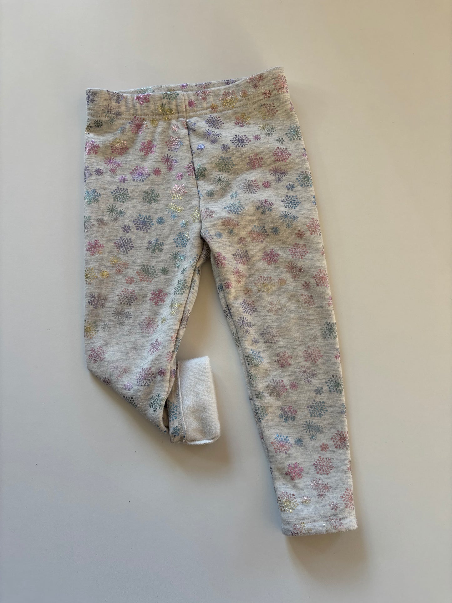 Light Grey Rainbow Snowflake Fleece Lined Leggings