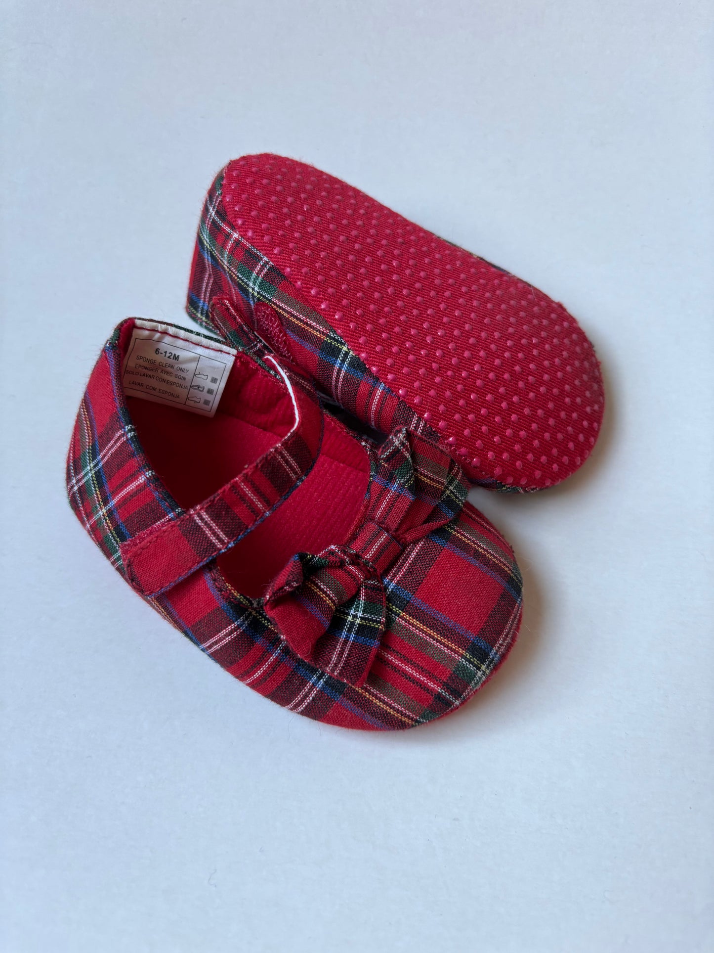 Red Plaid Crib Shoes