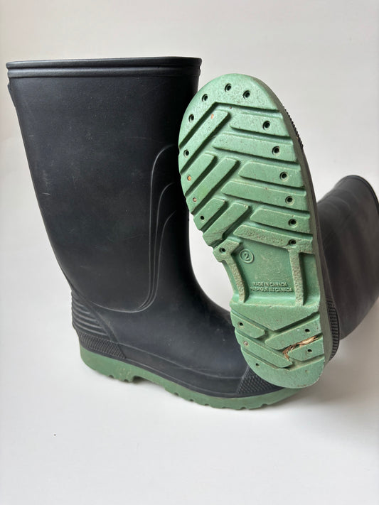 Green & Black Rain Boots