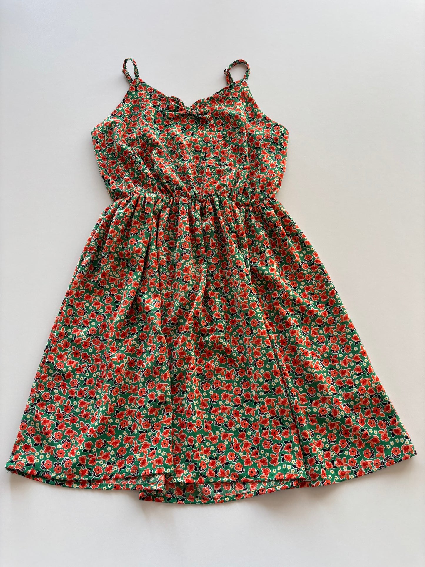 Green & Red Floral Dress