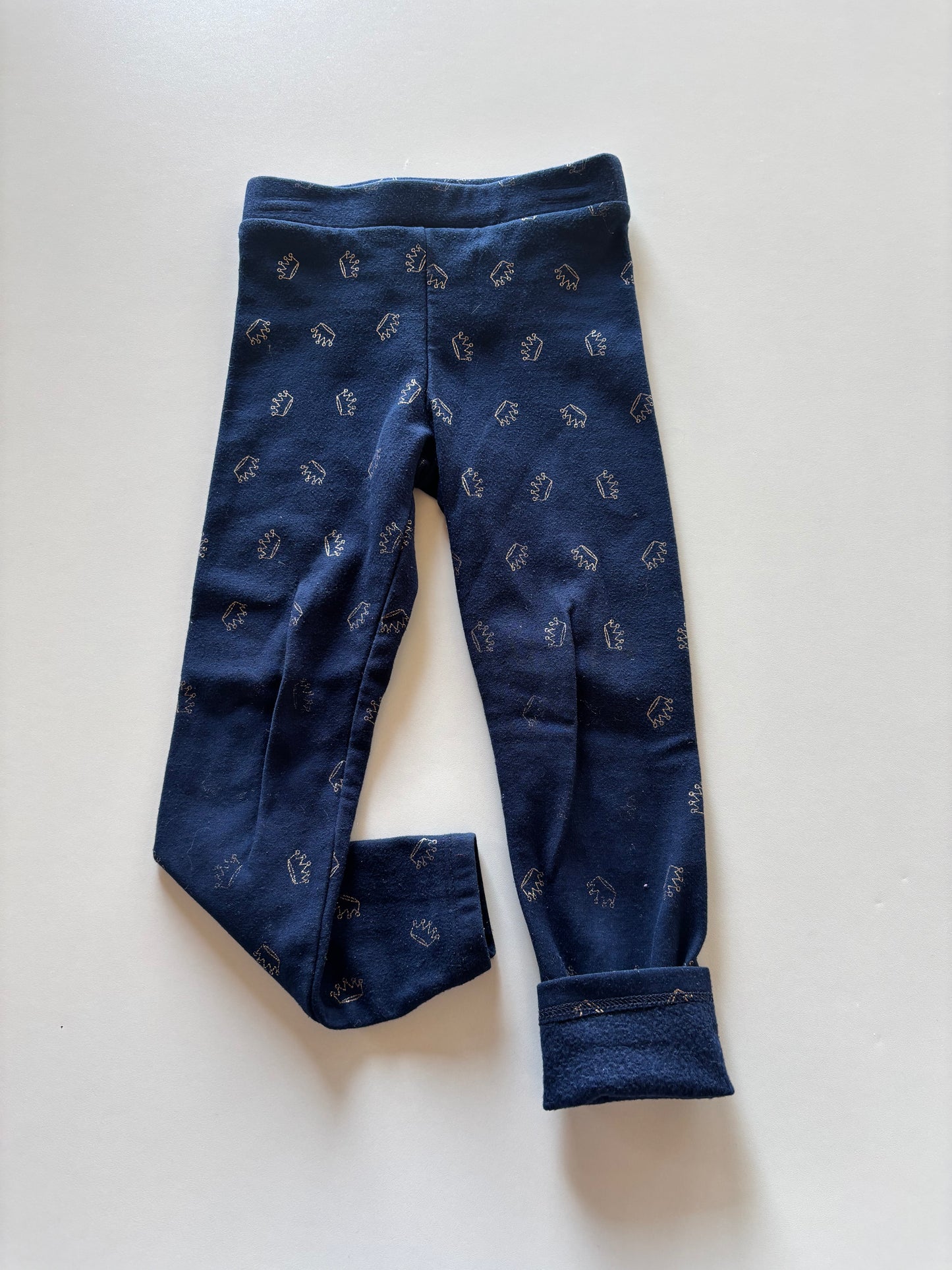 Navy Fleece Lined Crown Leggings