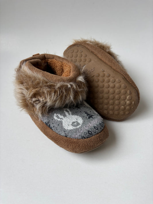 Brown Furry & Knit Boots